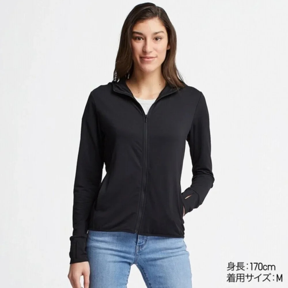 Women's Black Zip-Front Hooded Jacket